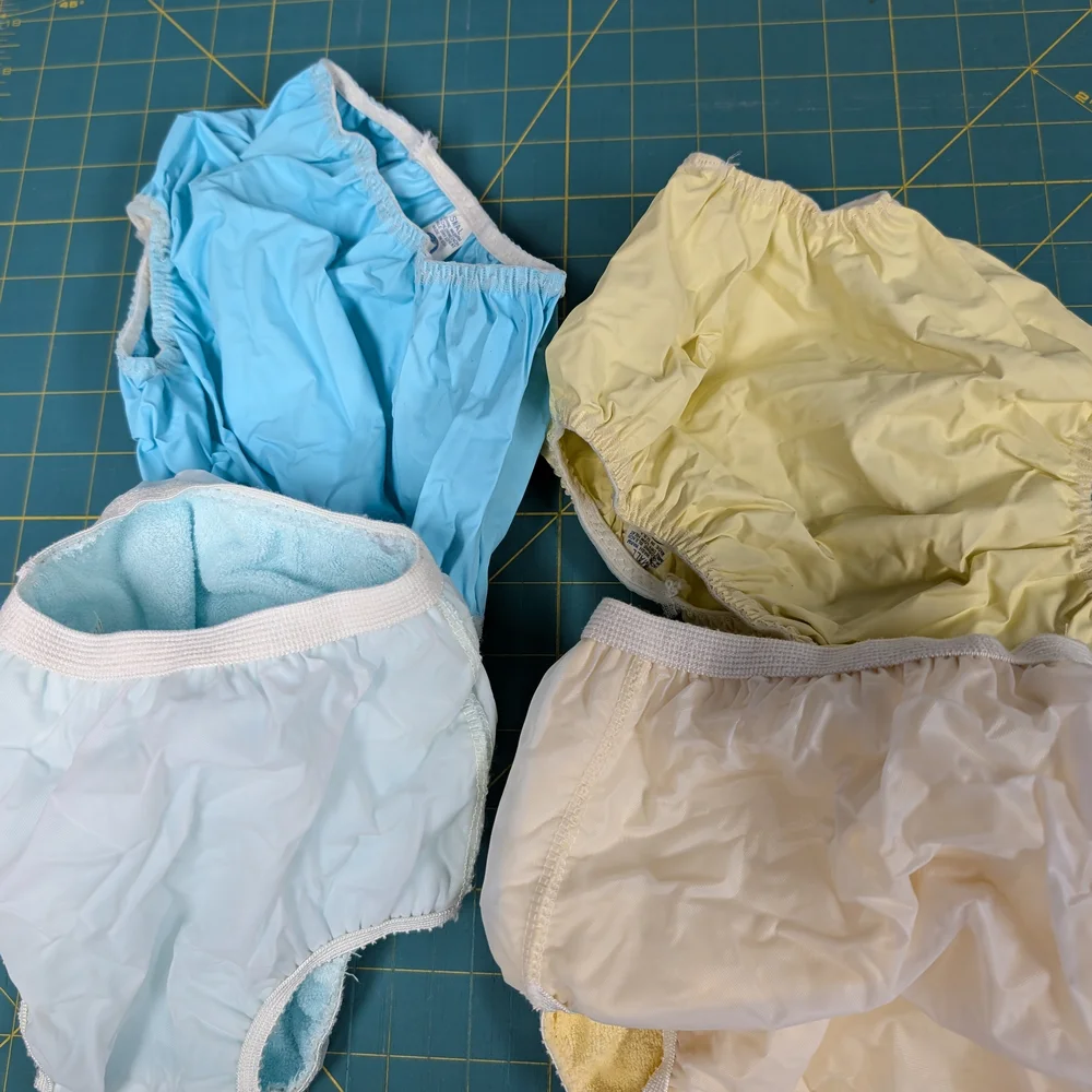 Vintage Kids Waterproof Diaper Cover Lot of 2 - Blue, Yellow, Size S and Size 2